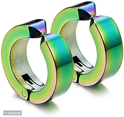 Unisex Stainless Steel  Multy Color Hoop Earring Stylish Piercing Jewelry for Men and Women-thumb3