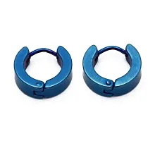Blue Stainless Steel Hoop Unisex Earrings Bali For Men and Women-thumb2