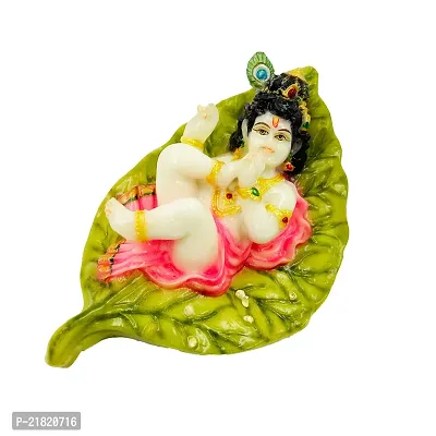 The Decor Culture Pure Marble Leaf Krishna Ji Murti for Home Temple // Gift Purpose Idol (Size : 15x11x7 Cms) - Multi.