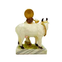 The Decor Culture Soft Marble Shree Krishna Ji Standing With Cow Murti for Home Temple // Gift Purpose Idol (Size : 14x10x6 Cms) - White.-thumb1