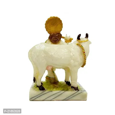 The Decor Culture Soft Marble Shree Krishna Ji Standing With Cow Murti for Home Temple // Gift Purpose Idol (Size : 14x10x6 Cms) - White.-thumb2