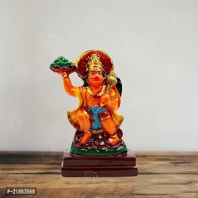 The Decor Culture Marble Dust Sanjeevani Parbat/Pahad Hanuman Ji Murti for Pooja Home Temple Idol (Size : 9.5x6.5x3 Cms) - Orange.