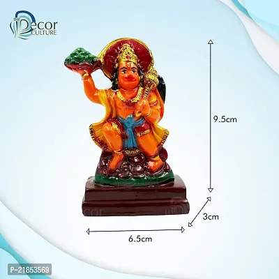 The Decor Culture Marble Dust Sanjeevani Parbat/Pahad Hanuman Ji Murti for Pooja Home Temple Idol (Size : 9.5x6.5x3 Cms) - Orange.-thumb3