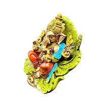 The Decor Culture Marble Dust Leaf Ganesh Ji Murti for Pooja Room//Gift// Temple// Idol - (Size : L-24 x27 x17 Cms) - Multi.-thumb2