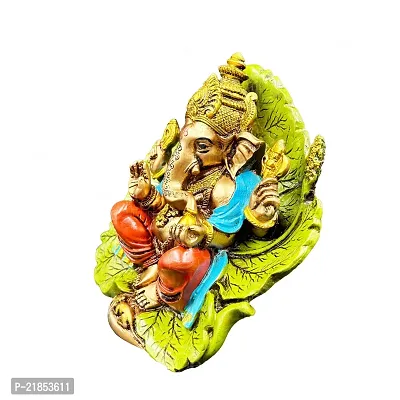 The Decor Culture Marble Dust Leaf Ganesh Ji Murti for Pooja Room//Gift// Temple// Idol - (Size : L-24 x27 x17 Cms) - Multi.-thumb3