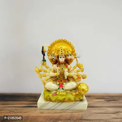 Marble Panch Mukhi Hanuman Ji Murti for Home Temple // Gift Purpose Idol (Size : 14x13x7 cms) - White.