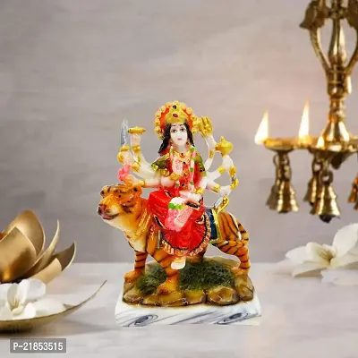 The Decor Culture Soft Marble Durga Mata Murti for Home Temple // Gift Purpose Idol (Size : 14x10x6 Cms) - Multi.