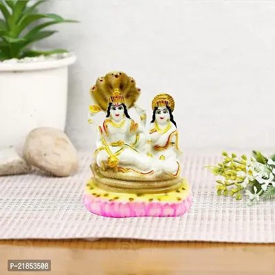 The Decor Culture Composite Marble Vishul Lakshmi Ji Sit On Chowki Murti for Home Temple // Gift Purpose Idol (Size : 13x10x7 Cms) - Multi.-thumb0