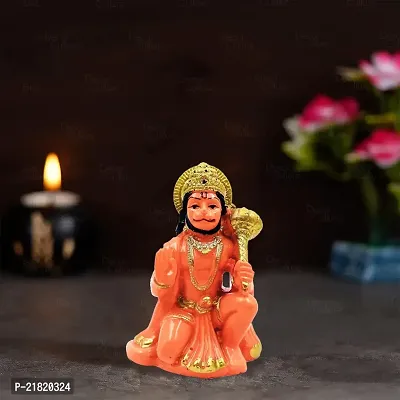 The Decor Culture Composite Marble  Hanuman Ji Murti for Pooja Home Temple Idol (Size : 8 x 5 x 3 Cms) - Sindoori.