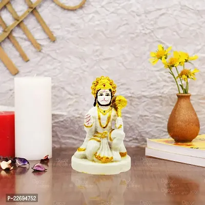 The Deacute;cor Culture Composite Marble Hanuman Ji Marti for Pooja Home Temple Idol (Size : 7 x 5 x 4 cms) - White.-thumb0