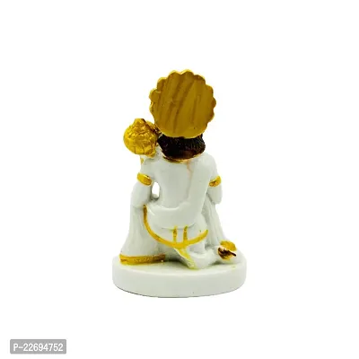 The Deacute;cor Culture Composite Marble Hanuman Ji Marti for Pooja Home Temple Idol (Size : 7 x 5 x 4 cms) - White.-thumb2