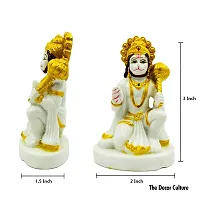 The Deacute;cor Culture Composite Marble Hanuman Ji Marti for Pooja Home Temple Idol (Size : 7 x 5 x 4 cms) - White.-thumb2