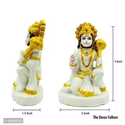 The Deacute;cor Culture Composite Marble Hanuman Ji Marti for Pooja Home Temple Idol (Size : 7 x 5 x 4 cms) - White.-thumb3