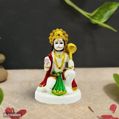 The Decor Culture Composite Marble Hanuman Ji Murti for Pooja Home Temple Idol (Size : 7 x 5 x 4 Cms) - Multi.