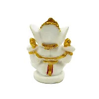 The Decor Culture Composite Marble Shree Ganesh Ji Murti for Pooja Home Temple// For Gift Idol (Size : 7 x 5.5 x 4 Cms) - White-Gold.-thumb1