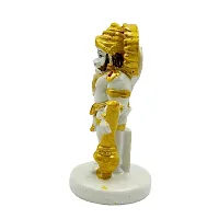 The Decor Culture Composite Marble Hanuman Ji Standing On Chowki Murti/Statue for Pooja Home Temple//Car Dashboard Idol (Size : 4 x 2 x 2 Cms) - White-Gold.-thumb1