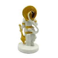 The Decor Culture Composite Marble Hanuman Ji Standing On Chowki Murti/Statue for Pooja Home Temple//Car Dashboard Idol (Size : 4 x 2 x 2 Cms) - White-Gold.-thumb2