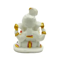 The Decor Culture Composite Marble Shree Ganesh Ji Murti for Pooja Home Temple// For Gift// Car Dashboard Idol (Size : 4 x 4 x 3 Cms) - White-Gold.-thumb3