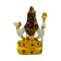 The Decor Culture Composite Marble Shiv Shankar Ji Murti/Statue for Pooja Home Temple// For Gift// Car Dashboard Idol (Size : 9 x 8x 4 Cms) - White-Gold.-thumb2