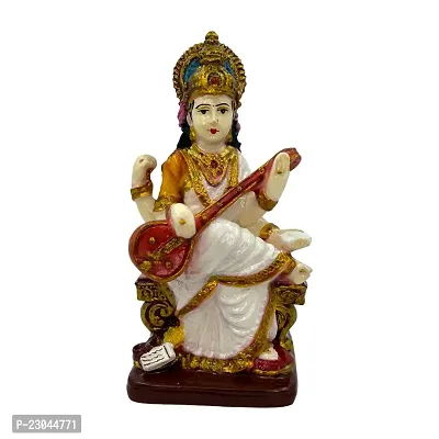 Decor Culture (Saraswati Maa) statue/Idol/Figurine/Murti Made of (Composite Marble  Oxiidised Colors) for Home/Temple/office/Car/Mandir - (19x11x9 Cms)