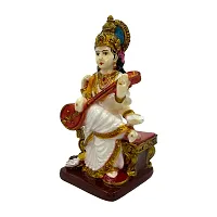 Decor Culture (Saraswati Maa) statue/Idol/Figurine/Murti Made of (Composite Marble  Oxiidised Colors) for Home/Temple/office/Car/Mandir - (19x11x9 Cms)-thumb3