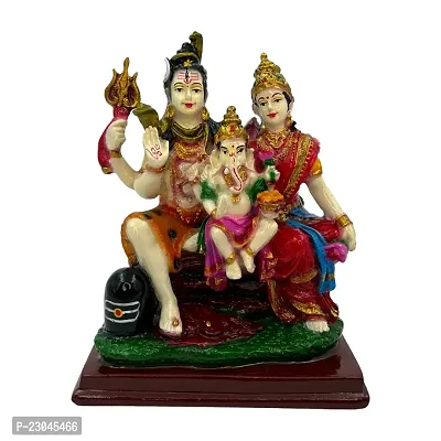 Decor Culture (Shiv Ji Parivar With Parvati Maa  Bal Ganesha Ji) statue/Idol/Figurine/Murti Made of (Composite Marble  Oxiidised Colors) for Home/Temple/office/Car/Mandir - (15x13x8 Cms)