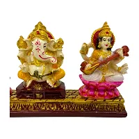 Decor Culture (Laxmi, Ganesha  Saraswati Ji) statue/Idol/Figurine/Murti Made of (Composite Marble  Oxiidised Colors) for Home/Temple/office/Car/Mandir (9x16x3 Cms)-thumb2