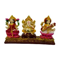 Decor Culture (Laxmi, Ganesha  Saraswati Ji) statue/Idol/Figurine/Murti Made of (Composite Marble  Oxiidised Colors) for Home/Temple/office/Car/Mandir (9x16x3 Cms)-thumb3