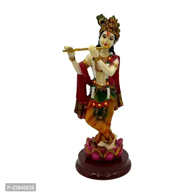 Decor Culture (Shree Krishna Ji) statue/Idol/Figurine/Murti Made of (Composite Marble  Oxiidised Colors) for Home/Temple/office/Car/Mandir (18x7x7 Cms)-thumb0