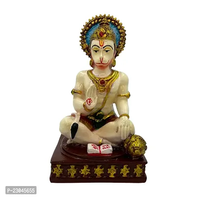Decor Culture (Hanuman Ji Seating On Chowki) statue/Idol/Figurine/Murti Made of (Composite Marble  Oxiidised Colors) for Home/Temple/office/Car/Mandir (15x9x7  Cms)