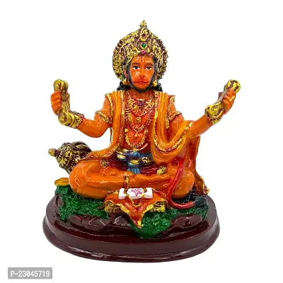 Decor Culture (Hanuman Ji Seating On Chowki) statue/Idol/Figurine/Murti Made of (Composite Marble  Oxiidised Colors) for Home/Temple/office/Car/Mandir (14x13x10 Cms)-Sinduri.