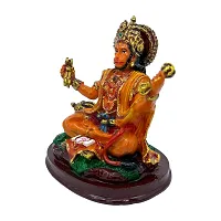 Decor Culture (Hanuman Ji Seating On Chowki) statue/Idol/Figurine/Murti Made of (Composite Marble  Oxiidised Colors) for Home/Temple/office/Car/Mandir (14x13x10 Cms)-Sinduri.-thumb1