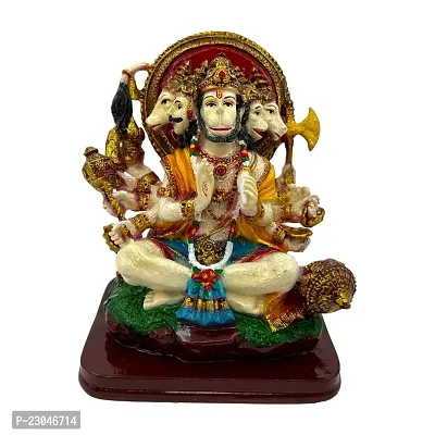 Decor Culture (Punchmukhi Hanuman Ji) statue/Idol/Figurine/Murti Made of (Composite Marble  Oxiidised Colors) for Home/Temple/office/Car/Mandir - 14x13x8 Cms)-thumb0