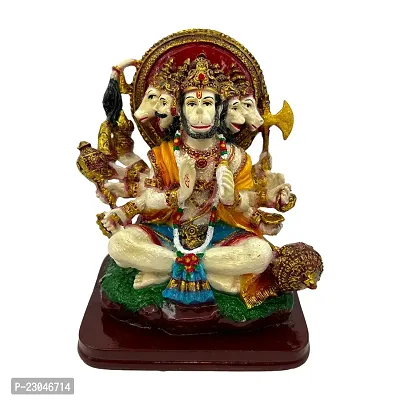 Decor Culture (Punchmukhi Hanuman Ji) statue/Idol/Figurine/Murti Made of (Composite Marble  Oxiidised Colors) for Home/Temple/office/Car/Mandir - 14x13x8 Cms)-thumb2