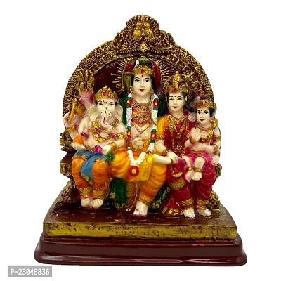 Decor Culture (Shiv Ji Parivar With Parvati Maa Bal Ganesha  Kartik Ji) statue/Idol/Figurine/Murti Made of (Composite Marble  Oxiidised Colors) for Home/Temple/office/Car/Mandir - (15x13x8 Cms)