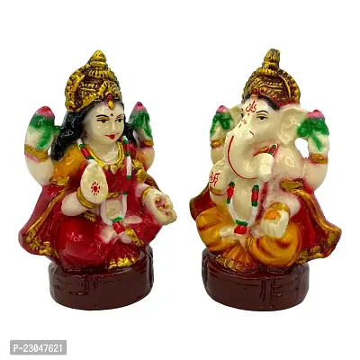 Decor Culture (Laxmi Ganesha Ji) statue/Idol/Figurine/Murti Made of (Composite Marble  Oxiidised Colors) for Home/Temple/office/Car/Mandir - (11x7x5 Cms)