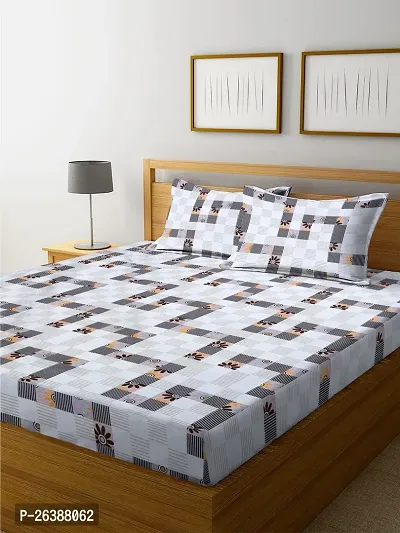 Comfortable Glace Cotton Printed Queen Bedsheet with Two Pillow Covers