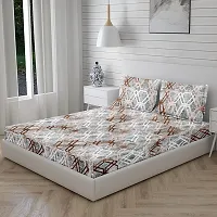 Comfortable Glace Cotton Printed Queen Bedsheet with Two Pillow Covers-thumb2