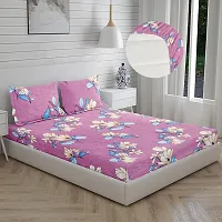 Comfortable Glace Cotton Printed Queen Bedsheet with Two Pillow Covers-thumb2