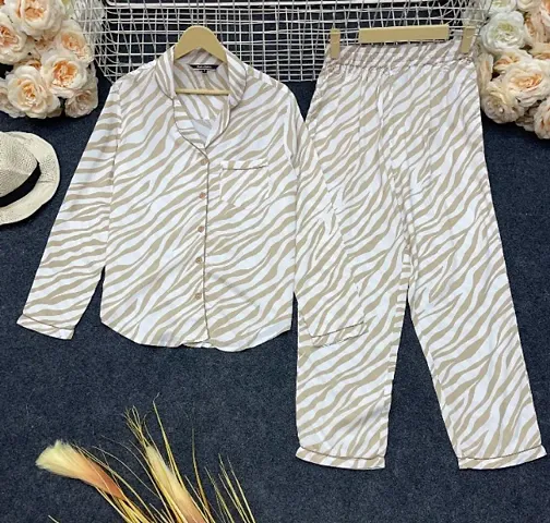 Fancy Printed Nightsuit For Women/Shirt Bottom Set
