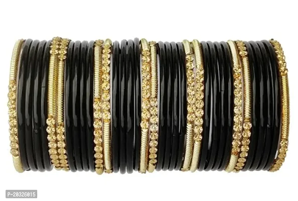 black and golden latest glass bangles set-thumb0