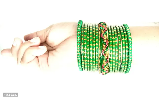 Green Glass  Bangles Kada Stylish New Design Set For Women And Girl Pack Of30-thumb3