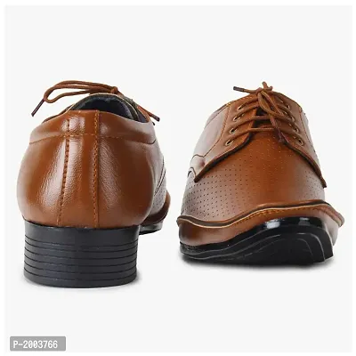 Tan Lace Up Synthetic Leather Formal Shoes For Men-thumb2
