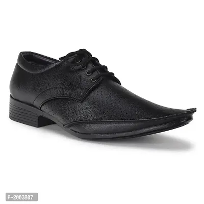 Black Lace Up Synthetic Leather Formal Shoes For Men