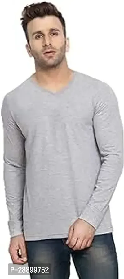 Phrill Mens Regular Fit Full Sleeve Cotton Tshirt Grey