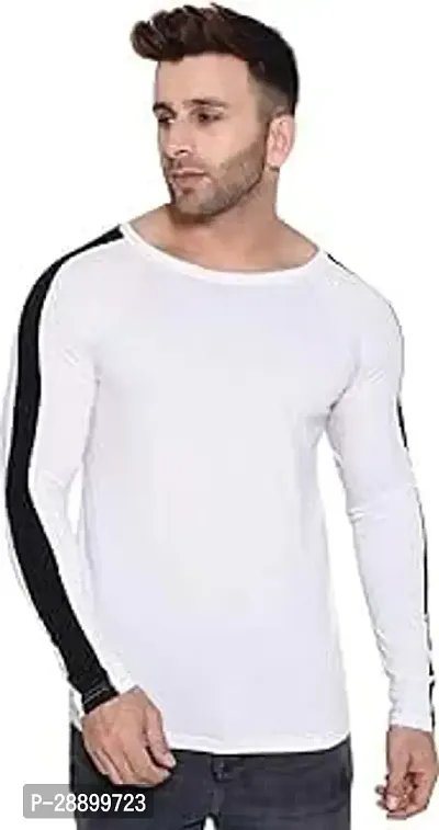 Phrill Mens Regular Fit Full Sleeve Cotton Tshirt White