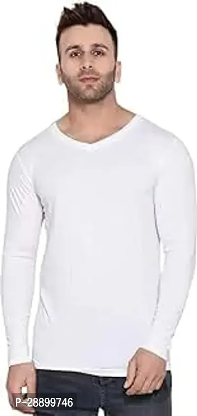 Phrill Mens Regular Fit Full Sleeve Cotton Tshirt White-thumb0