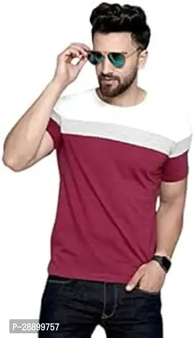 Phrill Mens Regular Fit Half Sleeve Two Panel Cotton T Shirt-thumb0