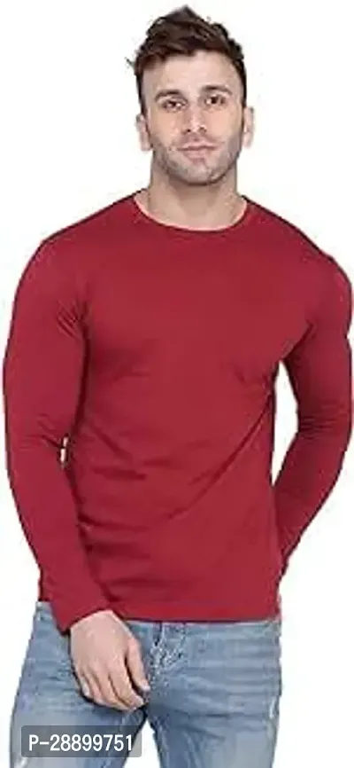 Phrill Mens Regular Fit Full Sleeve Cotton Tshirt Maroon