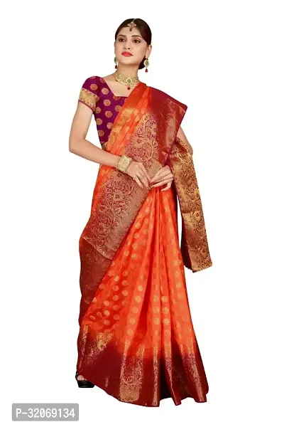 Stylish Art Silk Jacquard Women Saree with Blouse piece-thumb0